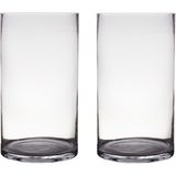 2x Transparante home-basics Cylinder vaas/vazen van glas 45 x 25 cm - Bloemen/boeketten - binnen gebruik
