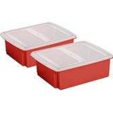 Sunware set van 2x opslagboxen 17 liter rood 45 x 36 x 14 cm met afsluitbare deksel