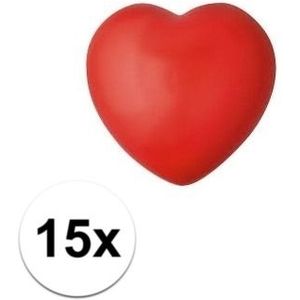 15x hartje stressbal rood 7 cm