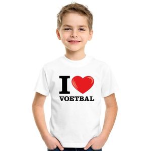 Wit I love voetbal t-shirt kinderen