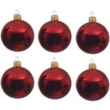 36x Kerst rode glazen kerstballen 8 cm glans