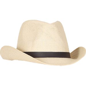 Cowboyhoed van stro voor heren - verkleed accessoires - beige - met band