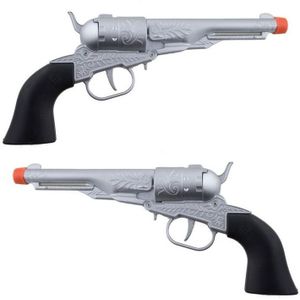 2x stuks verkleed speelgoed revolver/pistool metaal 8 schots