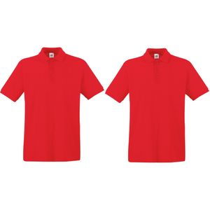 2-Pack maat M rood poloshirt premium van katoen voor heren