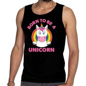 Born to be a unicorn gay pride tanktop zwart heren