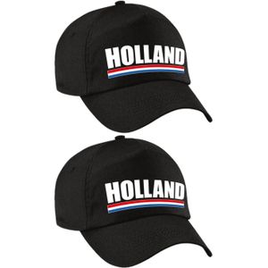 2x stuks holland supporter pet  / cap Nederland zwart kinderen