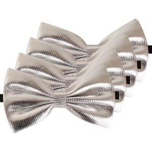 4x Zilveren verkleed vlinderstrikjes 14 cm voor dames/heren