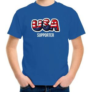 Blauw t-shirt usa / Amerika supporter EK/ WK voor kinderen