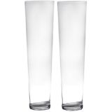 Set van 2x stuks transparante home-basics conische vaas/vazen van glas 70 x 19 cm