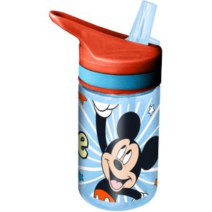 Disney Mickey Mouse Drinkfles/Drinkbeker/Bidon met Drinktuitje - Blauw - Kunststof - 400 ml