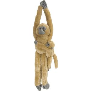 Pluche hangende bruine aap/apen met baby knuffel 51 cm