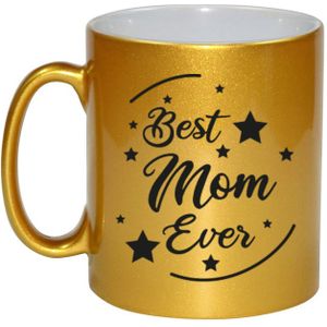 Gouden Best Mom Ever cadeau koffiemok / theebeker 330 ml