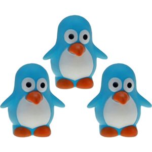 Rubber badeendje/pinguin - 3x - Classic blauw - badkamer fun artikelen - size 6 cm - kunststof