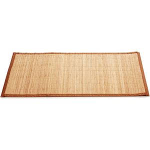 Badkamer vloermat anti-slip lichte bamboe 50 x 80 cm met lichtbruine rand