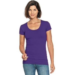 Bodyfit dames t-shirt paars met ronde hals