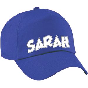 Cadeau pet/cap voor dames - Sarah - blauw - vijftig/50 jaar - verjaardag
