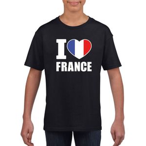 Zwart I love Frankrijk fan shirt kinderen