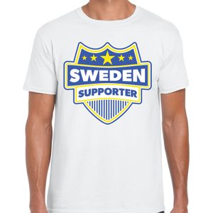 Zweden / Sweden schild supporter t-shirt wit voor heren