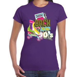 Verkleed T-shirt voor dames - back to the 90s - paars - jaren 90 - foute party - carnaval
