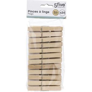 96x Stuks wasknijpers naturel 9 cm van hout