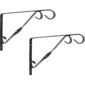 2x Stuks Muurhaken Donkergroen 18.5 X 30 cm - Verzinkt Staal - Plantenhaak Hanging Basket Haak