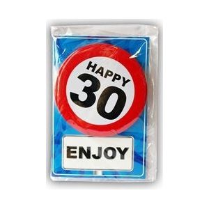 Happy Birthday kaart met button 30 jaar