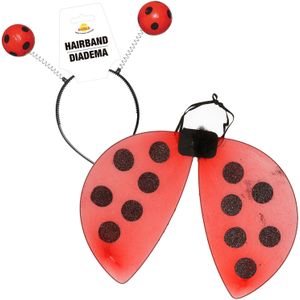 Lieveheersbeestje verkleed set - vleugels en diadeem - rood - kinderen - carnaval accessoires