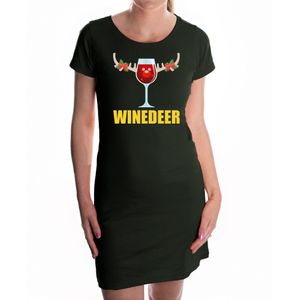 Fout winedeer kerst jurkje zwart voor dames - Kerst kleding / outfit