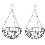 Hanging basket / plantenbak groen met ketting 20 x 40 x 40 cm - metaaldraad - hangende bloemenmand