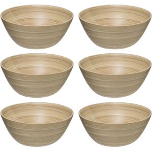 Secret de Gourmet Slakom/serveer schaaltjes - bamboe - D17 cm - Set 6x