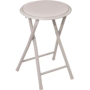 Bijzet krukje/stoel - Opvouwbaar - beige - D30 x H46 cm