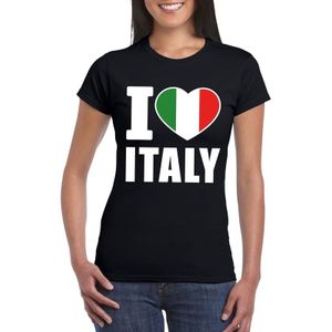 Zwart I love Italie fan shirt dames
