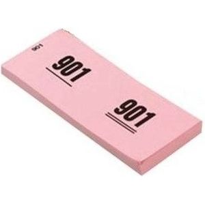 4x stuks garderobe nummer blokken van papier roze, nummers 1 t/m 1000