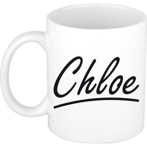 Naam cadeau mok / beker Chloe met sierlijke letters 300 ml