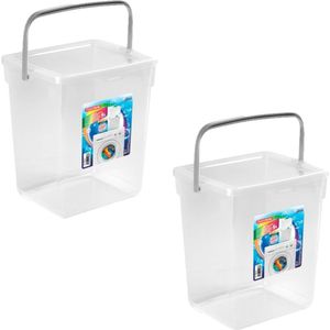 2x stuks opslagboxen/emmers kunststof met deksel transparant 5 liter 20 x 17 x 23 cm