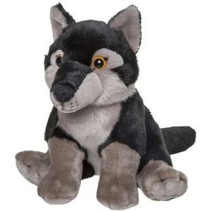 Pluche Wolf Knuffel Zwart 24 cm - Dieren Wolven Knuffels Speelgoed