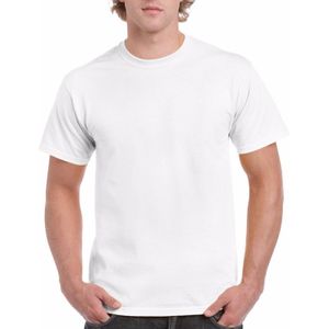 Set van 2x stuks wit katoenen t-shirts voor heren, maat: L (40/52)