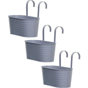 3x stuks bloembakken ophangbaar - zink - 32 x 16 cm - lila paars