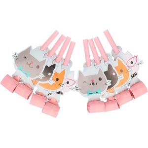 8x stuks Katten/poezen thema roltongen blaastoeters