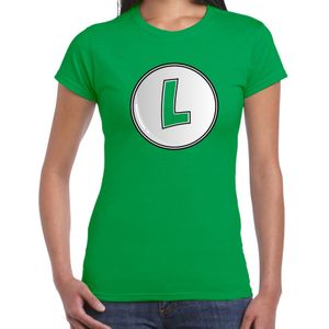 Game verkleed t-shirt voor dames - loodgieter Luigi - groen  - carnaval/themafeest kostuum