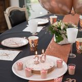 Kerst thema tafelloper op rol - rose goud glitter - smal  18 x 500 cm - polyester