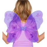 Feeen carnaval verkleed vleugels paars voor kinderen 44 x 38 cm