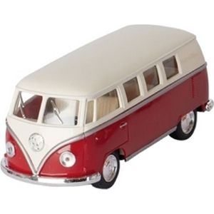 Modelauto Volkswagen T1 two-tone rood/wit 13,5 cm - speelgoed auto schaalmodel - miniatuur model