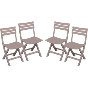 Klapstoel voor buiten/binnen - 4x - beige - 41 x 79 cm - stevig kunststof - Bijzet stoelen