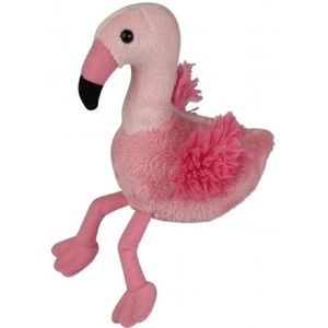 Pluche flamingo knuffel van 15 cm - kleine vogels knuffelbeesten