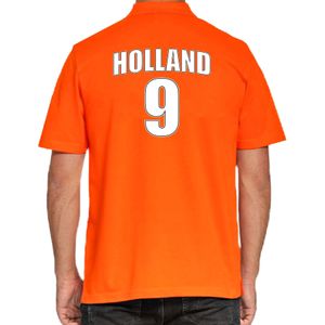 Oranje supporter poloshirt met rugnummer 9 - Holland / Nederland fan shirt voor heren