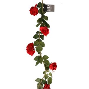 Kunstbloemen slinger rozen Emily - 145 cm - rood - guirlande - decoratie - bruiloft versiering