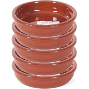 Gerimport Tapas serveer schaaltjes terracotta - 5x - dia 14 cm - creme brulee ovenschaaltjes