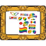 Foto prop set met frame - gay pride regenboog - 13-delig - photo booth accessoires