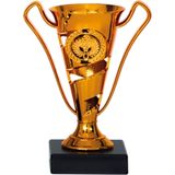 Luxe trofee/prijs bekers - set van 3x - brons/goud/zilver - metaal - 17 x 11 cm